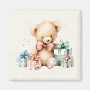 Stäng av Nallen med Julklapp Magnet