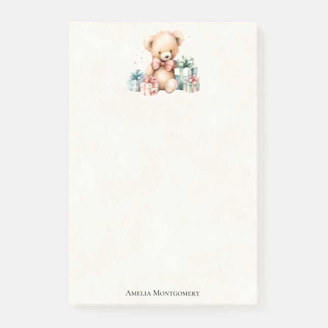 Stäng av Nallen med Julklapp Post-it Block (Framsida)