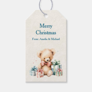 Stäng av Nallen med Julklapp Presentetikett