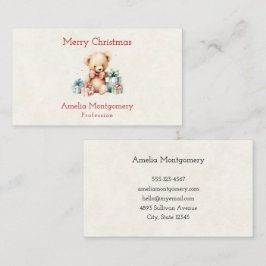 Stäng av Nallen med Julklapp Visitkort