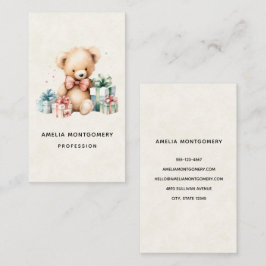 Stäng av Nallen med Julklapp Visitkort