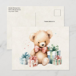 Stäng av Nallen med Julklapp Vykort