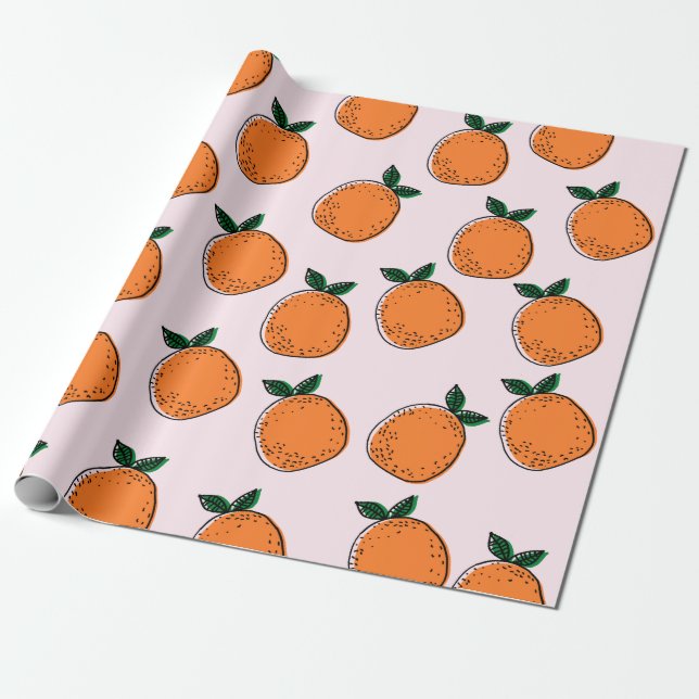 Stäng av Pappra Orangar Presentpapper (Utrullad)