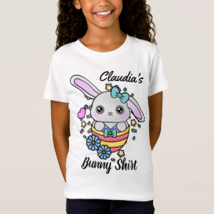 Stäng av Påskhare med fluffy-Öron i ägg T Shirt