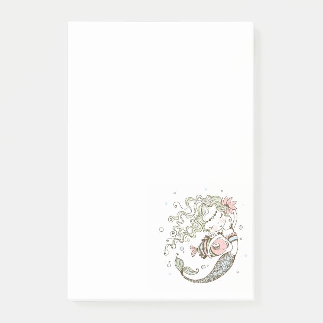 Stäng av Sjöjungfrun med fisk Post-it Block (Framsida)