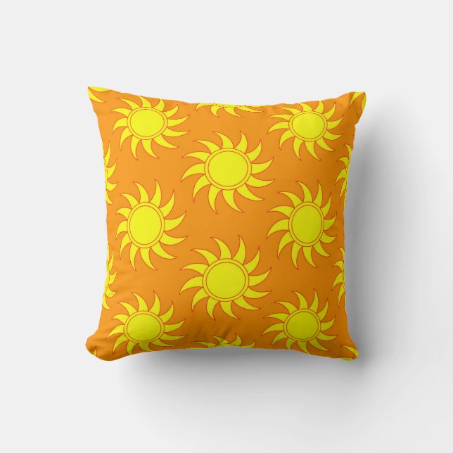 Stäng av sömlös mönster i sol. Doodle hand plockad Kudde (Framsida)