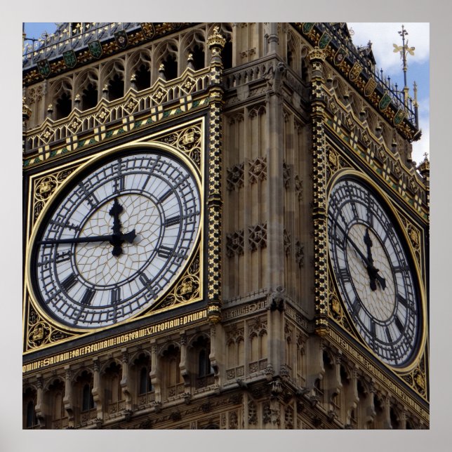 Stäng Big Ben Clock Torn London Poster (Framsidan)