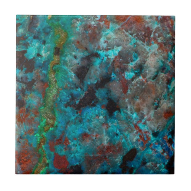 Stäng den blå Shattuckite Kakelplatta (Framsidan)