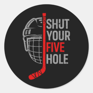 Stäng Din Fem Håll Roliga Hockey T-shirts - Ishock Runt Klistermärke