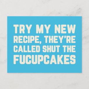 Stäng Fucupcakes Funny Quote Vykort