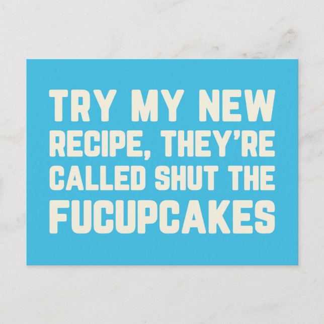 Stäng Fucupcakes Funny Quote Vykort (Framsida)