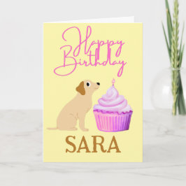 STÄNG HUND MED CUPCAKE BIRTHDAY Card Kort