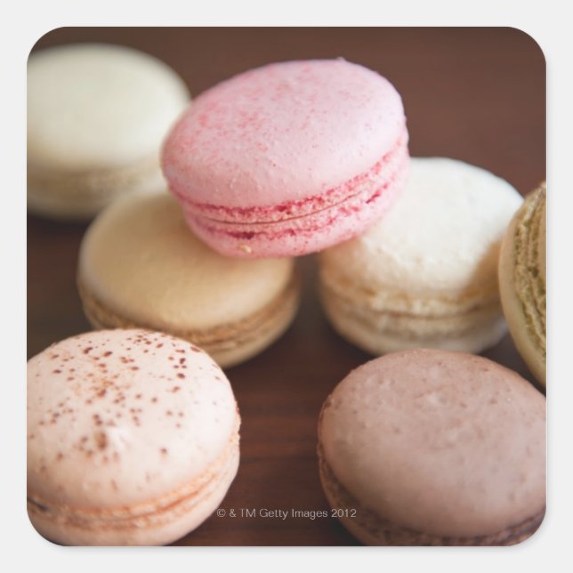 Stäng Macaroons Fyrkantigt Klistermärke (Framsida)