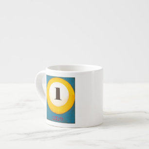 Stäng målning av nummer ett Bassäng Boll Espressomugg
