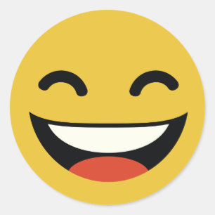 Stäng ögat och skrattar emoji runt klistermärke