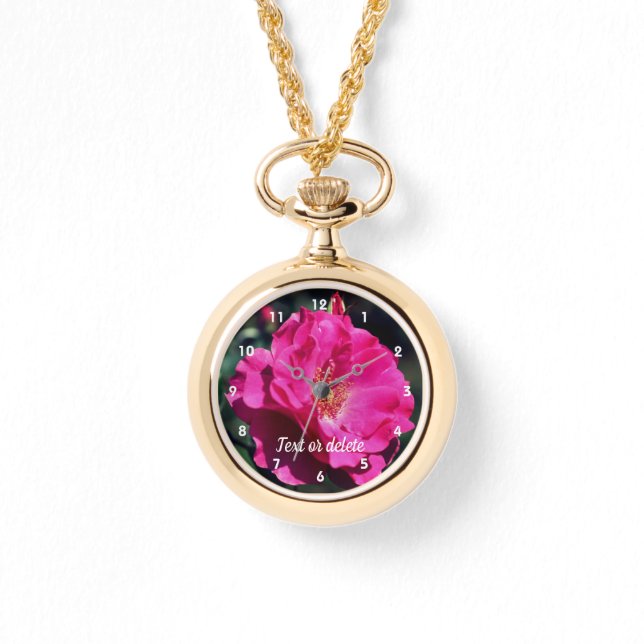Stäng Personligen Rosa ros i Fullt Bloom Armbandsur (Framsida)