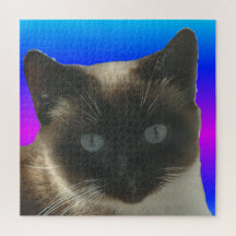 Stäng Puzzle: Cute Siamese Cat