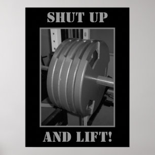 STÄNG SIG UPP OCH LYFT! Weightliftingen övar Poster