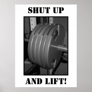 STÄNG SIG UPP OCH LYFT! Weightliftingen övar Poster