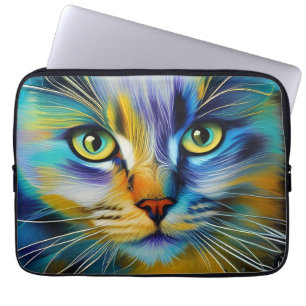 Stäng upp en färglös siamesisk kattunge laptop fodral