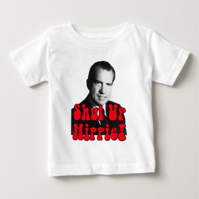 Stäng upp hippien -- Richard Nixon Tee Shirt (Framsida)