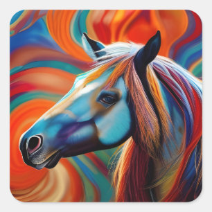 Stäng upp Horse head Fyrkantigt Klistermärke