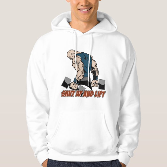 Stäng upp och lyft weightlifteren sweatshirt (Framsida)