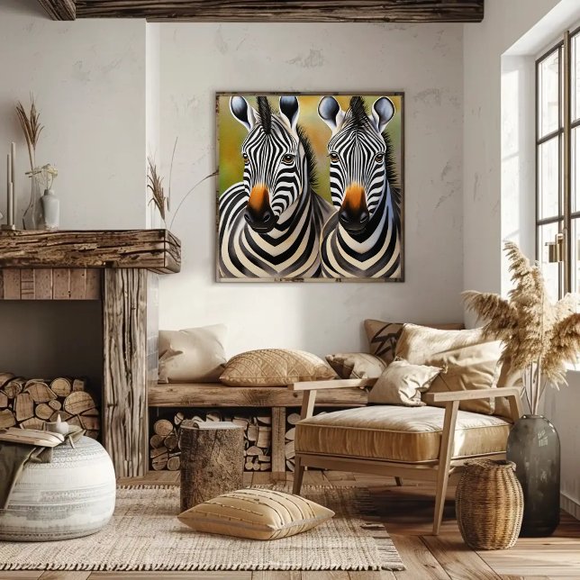 Stäng Zebra Pair Bold och Striking Wildlife Poster (Skapare uppladdad)