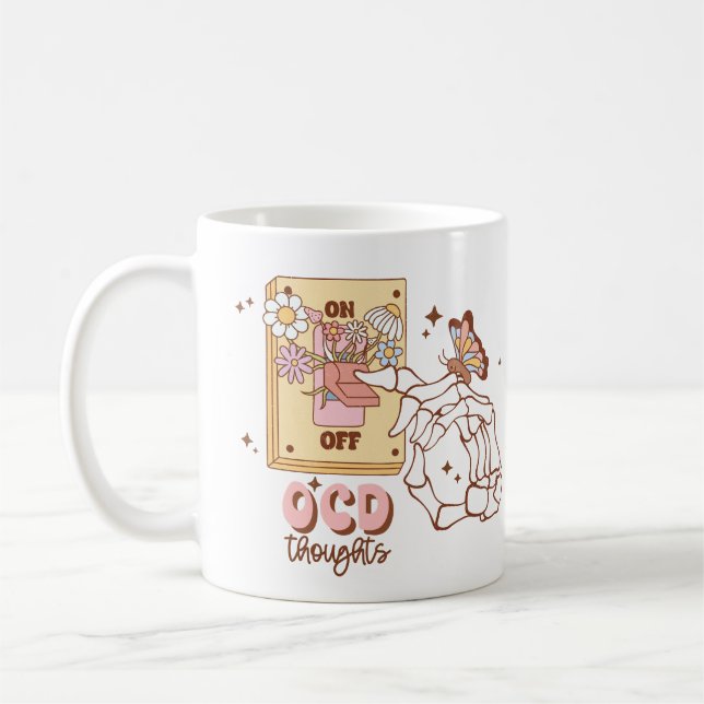 Stänga av OCD Whimsical Retro OCD Medvetenhet Kaffemugg (Vänster)