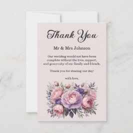Stängande Bröllop-tackkort för Blommigt Tack Kort