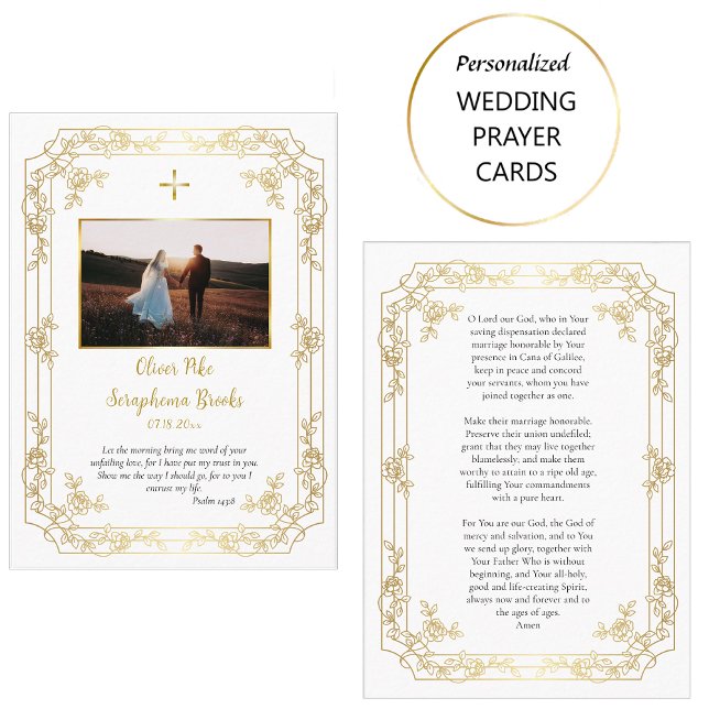 Stängande Guld ortodox Bröllop Prayer Card Placeringskort (Skapare uppladdad)