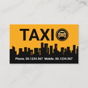 Stängande Gult Taxi Byggande Silhouette Visitkort