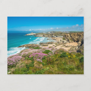 Stängande kustlandskap Newquay-stranden Cornwall U Vykort
