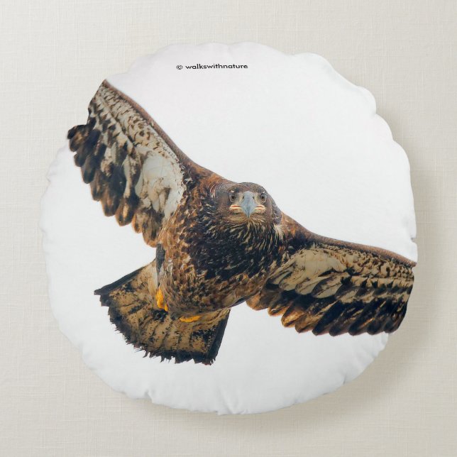 Stängande Örn gör en fällning Rund Kudde (Framsidan)