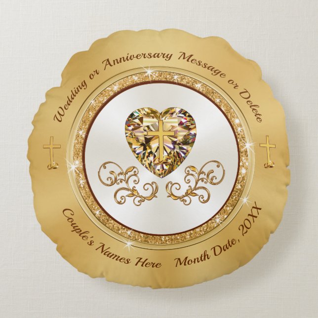 Stängande Personlig, Christian Bröllop Gift Rund Kudde (Framsidan)