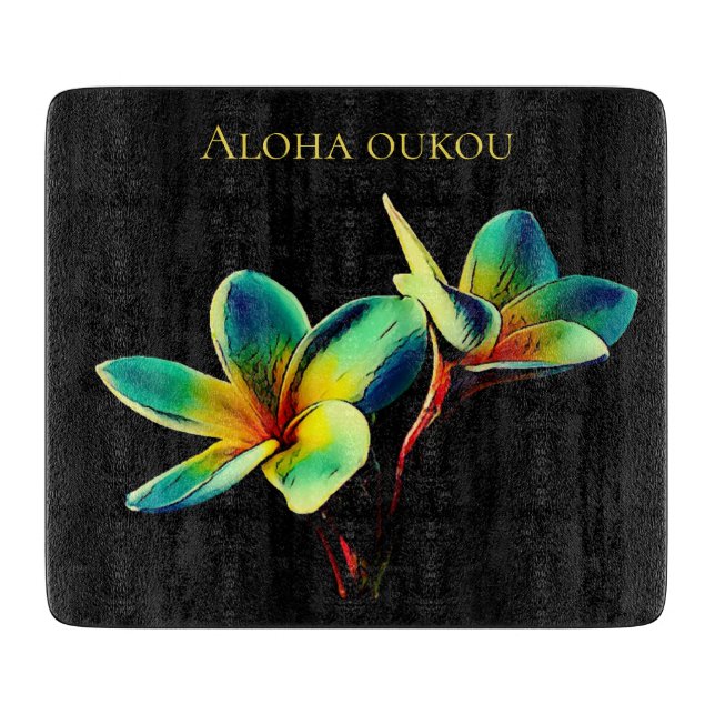 Stängande Plumeria Watercolor Glass Clearboard (Framsidan)