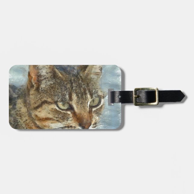 Stängande Tabby katt Stäng upp grafitpennportra Bagagebricka (Horisontell Framsida)