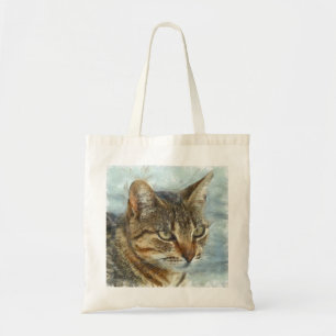 Stängande Tabby katt Stäng upp grafitpennportra Tygkasse