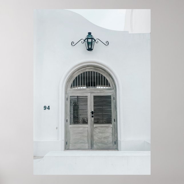 STÄNGD GRÅTT TRODEN-DÖRR UNDER SVART LJUSKOR POSTER (Framsidan)