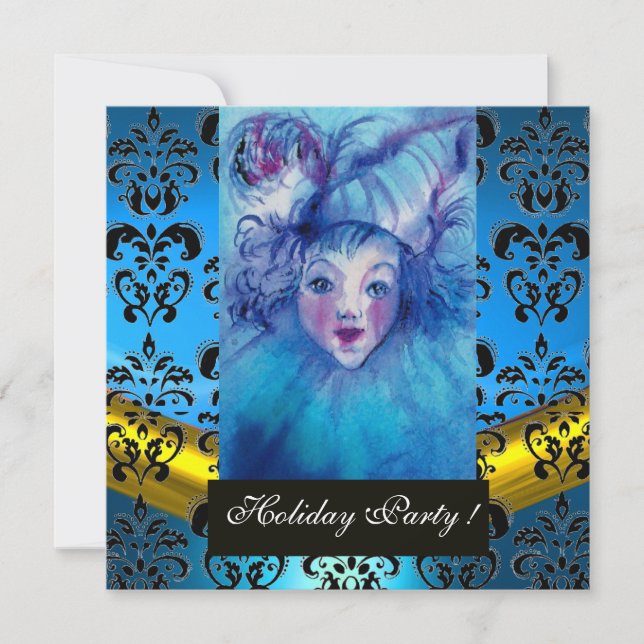 STÄNGD I BLÅ,BLACK GULD DAMASK MONOGRAM,Sapphire Inbjudningar (Framsida)