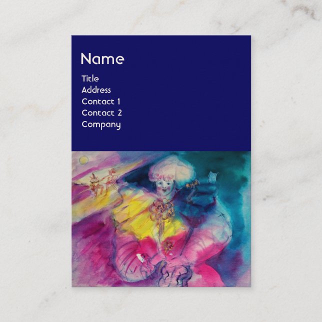 STÄNGD MED UGGLA OCH VIOLIN, gult, rosa blå Visitkort (Framsida)