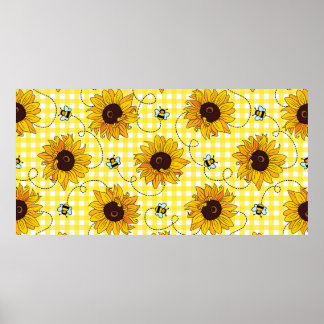 Stängda bin och solblommor i kontrollerad bakgrund poster