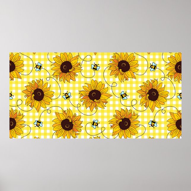Stängda bin och solblommor i kontrollerad bakgrund poster (Framsidan)