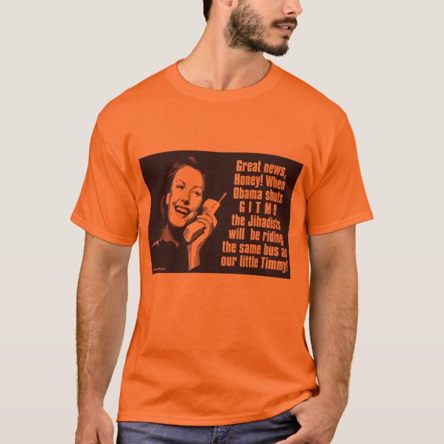 Stängda Gitmo - kvinna på telefonen Tee Shirt (Framsida)