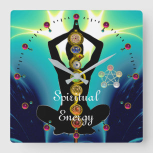 STÅNGEN AV ASCLEPIUS 7 CHAKRAS, YOGALOTUSBLOMMA FYRKANTIG KLOCKA