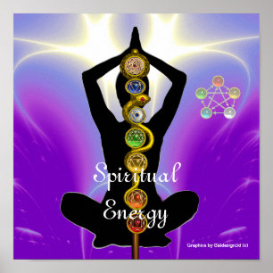 STÅNGEN AV ASCLEPIUS 7 CHAKRAS, YOGALOTUSBLOMMA POSTER