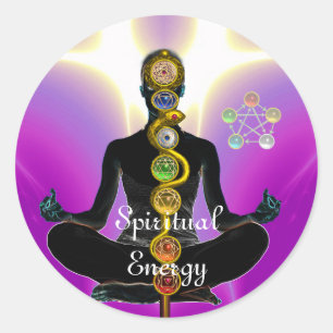 STÅNGEN AV ASCLEPIUS 7 CHAKRAS, YOGALOTUSBLOMMA RUNT KLISTERMÄRKE
