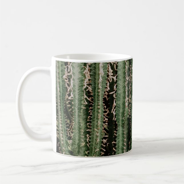 Stängfoto för grönt cactus plant kaffemugg (Vänster)