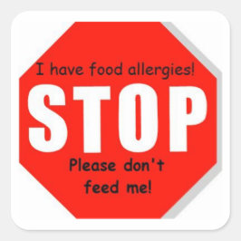 Stängmärken för stoppskyltar för matallergi fyrkantigt klistermärke