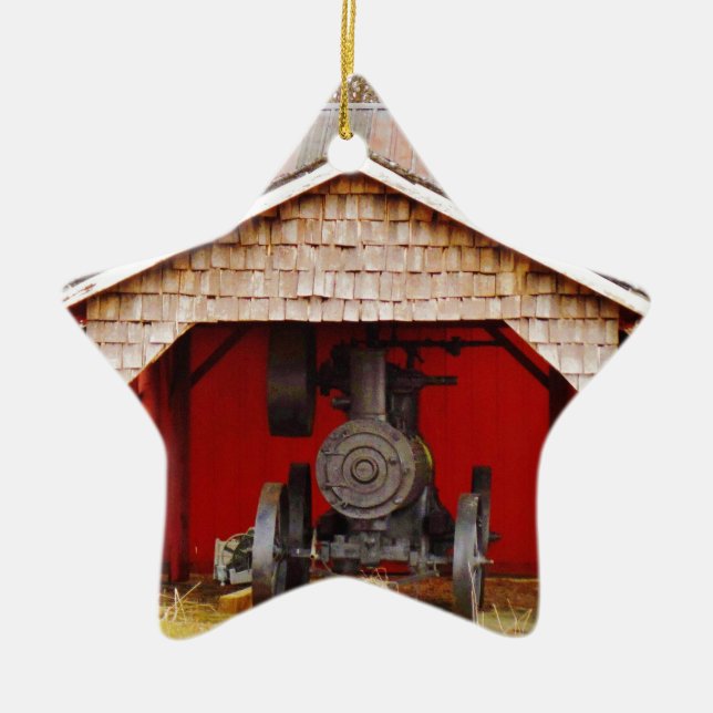 Stångmotordriven spårare julgransprydnad keramik (Framsidan)